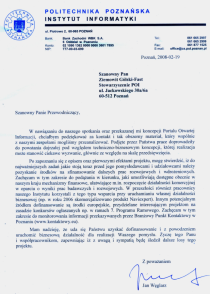 Politechnika Poznań, opinia prof.Jan Węglarz, 2008